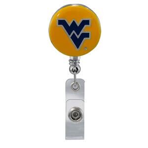 West Virginia Mountaineers Yellow Retractable Work ID Badge Reel Holder. NCAA